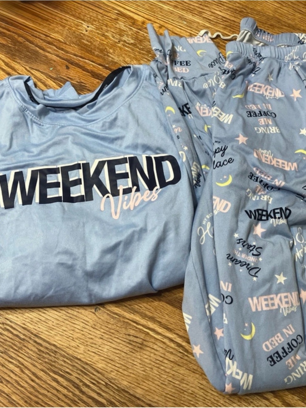 Weekend Vibes Light Blue Pajama Set for Women